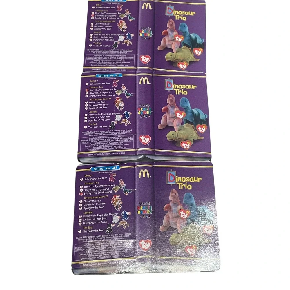 2000 Mcdonald's TY Beanie Babies Special Dinosaur Trio -3 Beanie‎ Set
